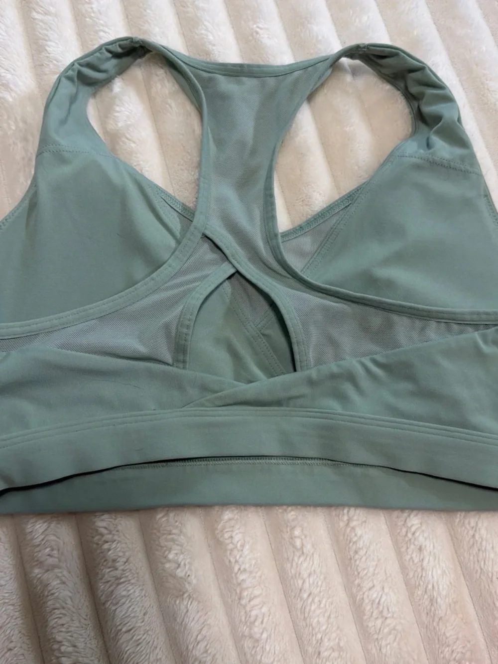 Gymshark Olive Green Racerback Sports Bra with Mesh V-Insert